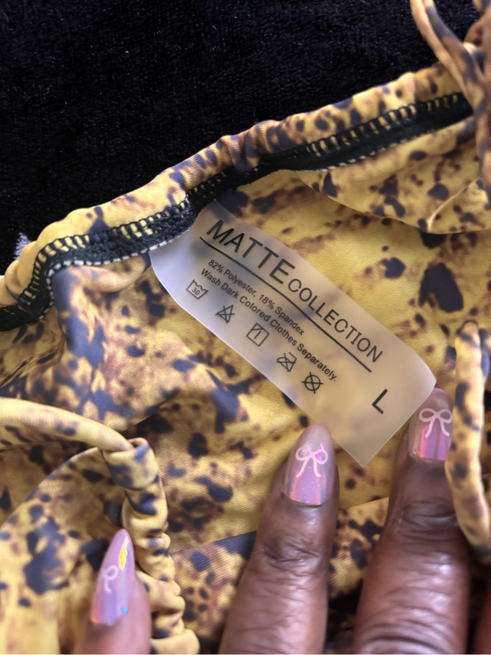 Matte Collection Women’s Yellow Leopard Print Bikini Set - L